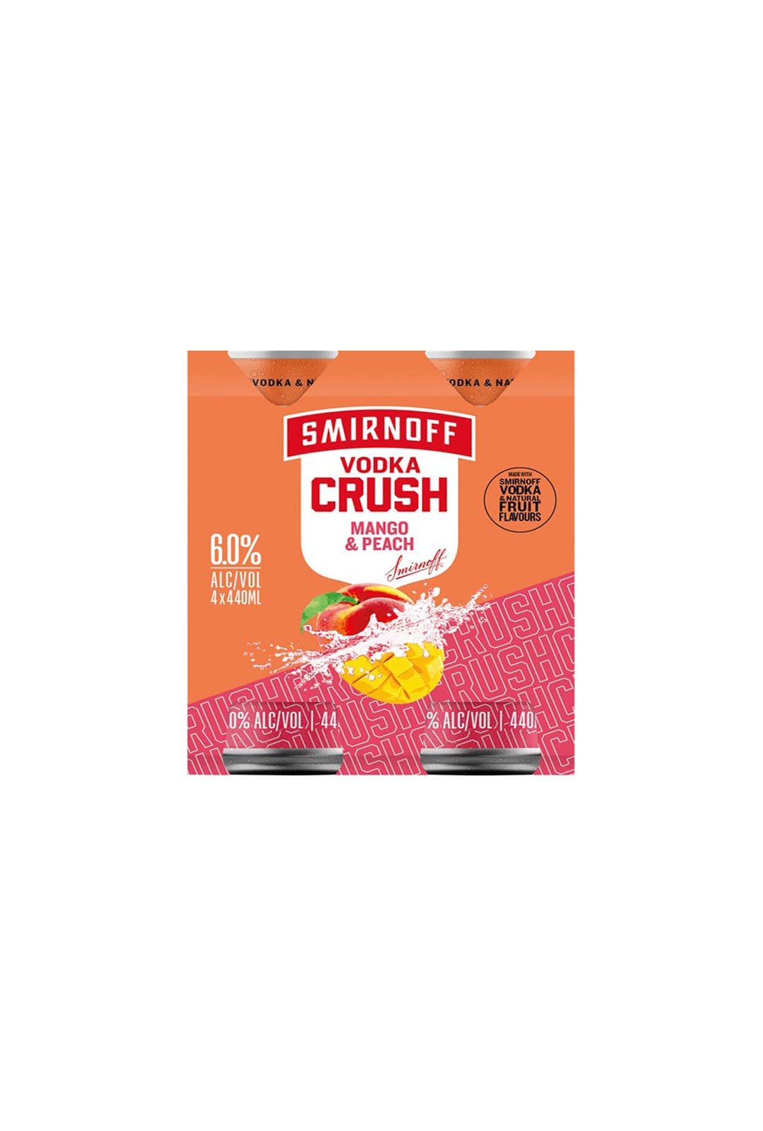 Smirnoff Crush Mango and Peach Cans 440mL 