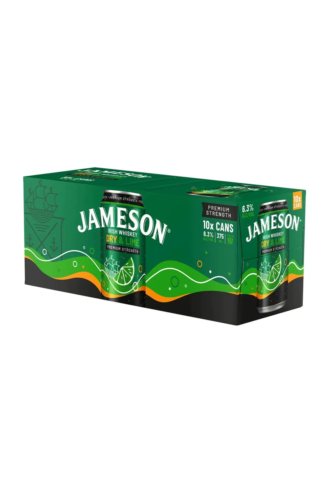Jameson Irish Whisky Dry & Lime Cans 375mL