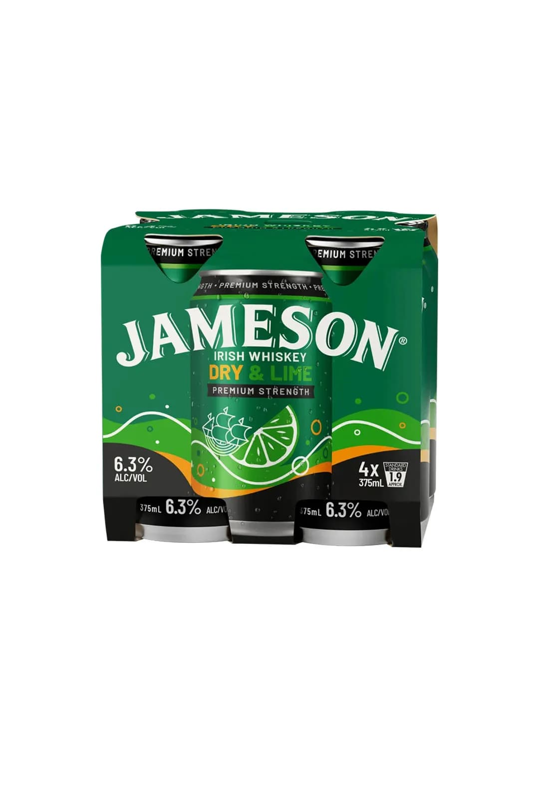 Jameson Irish Whisky Dry & Lime Cans 375mL